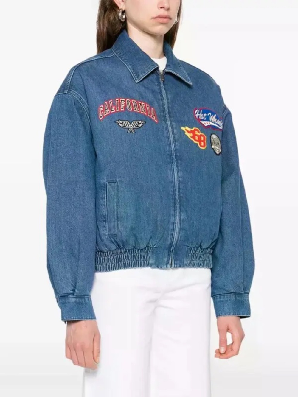 Hot Wheels x Maje Oversized Embroidered Denim Jacket